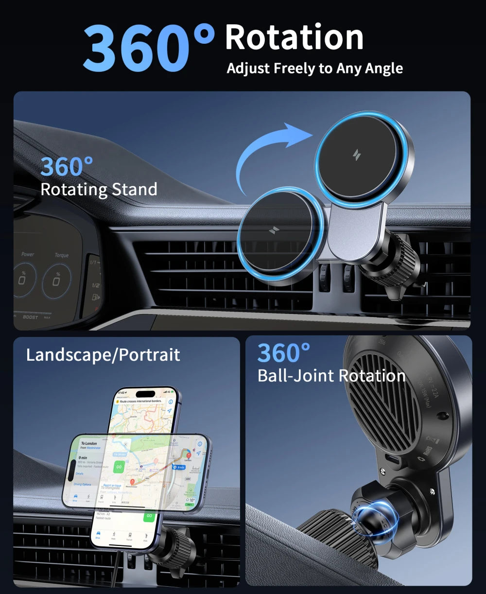 Magnetic Wireless Car Charger Mount
