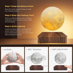 Levitating moon lamp on a bedside table