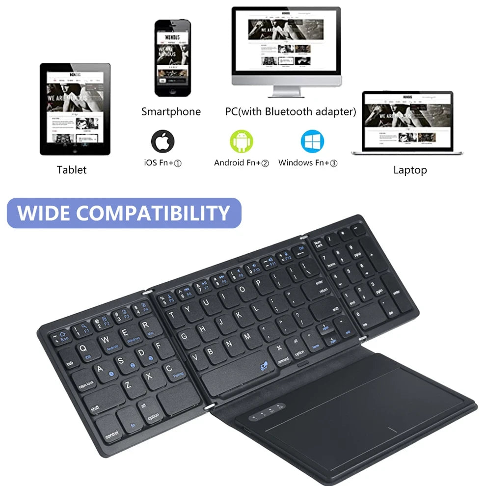 Foldable Bluetooth Keyboard with Touchpad
