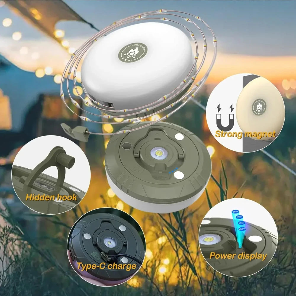 4-in-1 Camping Light and Reel String Lights