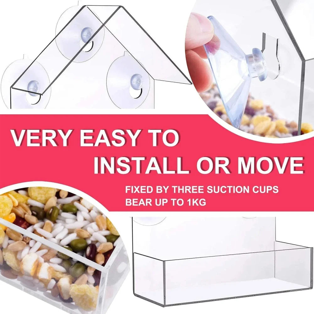 Clear Acrylic Window Bird Feeder