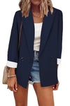 Solid Color Long Sleeve Suit Collar Coat