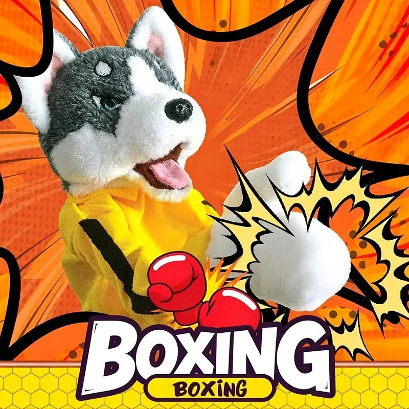 Kung Fu Husky Handpuppe mit Boxhandschuhen