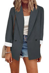 Solid Color Long Sleeve Suit Collar Coat