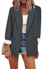 Solid Color Long Sleeve Suit Collar Coat