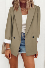 Solid Color Long Sleeve Suit Collar Coat