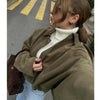 Faux Suede Bomber Jacket
