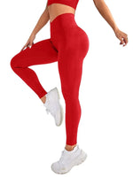 Seamless High Waist Yoga Leggings (Red & Black)