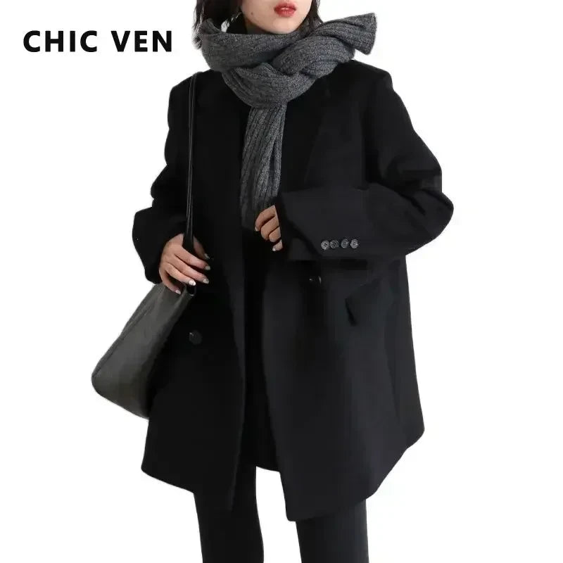 Wool Blend Winter Office Coat
