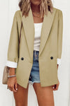 Solid Color Long Sleeve Suit Collar Coat