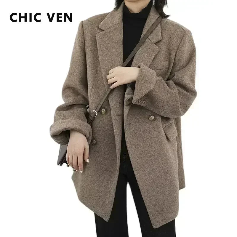 Wool Blend Winter Office Coat