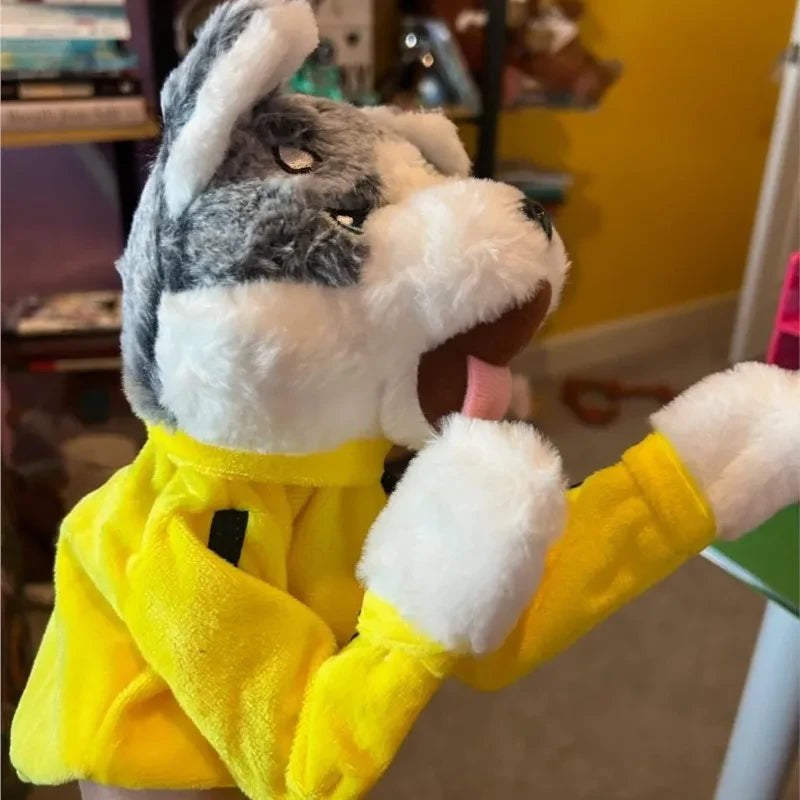 Kung Fu Husky Handpuppe mit Boxhandschuhen