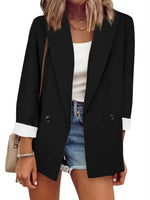 Solid Color Long Sleeve Suit Collar Coat