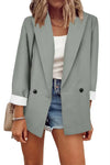 Solid Color Long Sleeve Suit Collar Coat