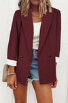 Solid Color Long Sleeve Suit Collar Coat