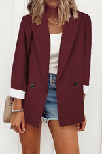Solid Color Long Sleeve Suit Collar Coat