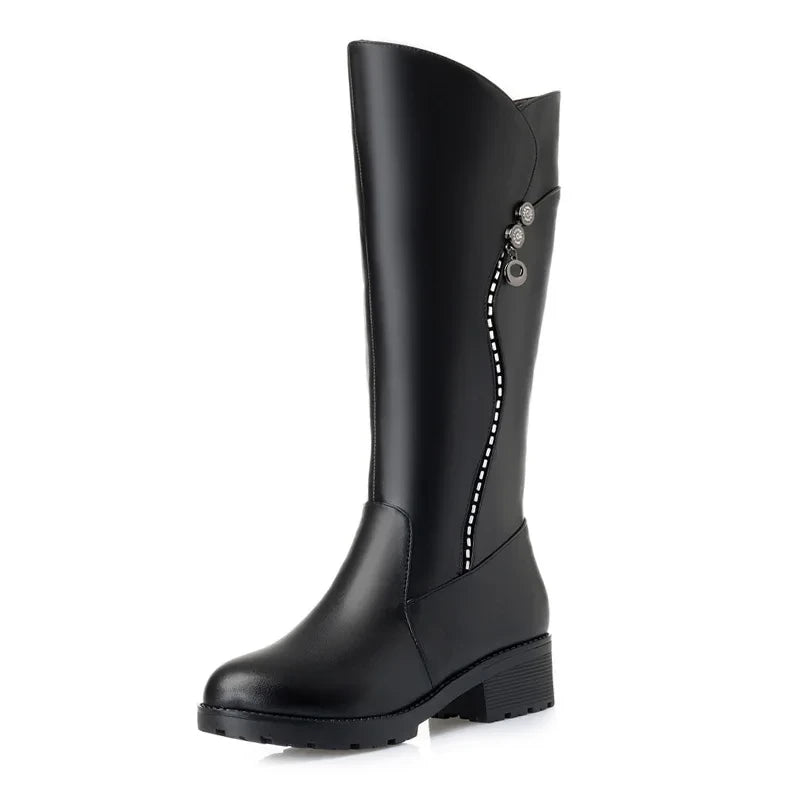 Gefütterte Damen Lederstiefel