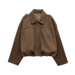 Faux Suede Bomber Jacket